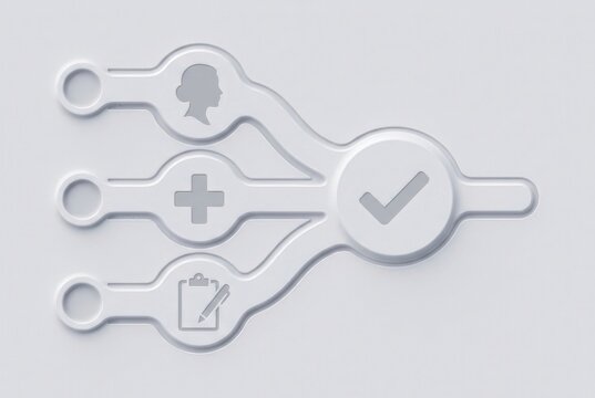 Healthcare Approval Workflow with Patient Records and Checkmark Icons