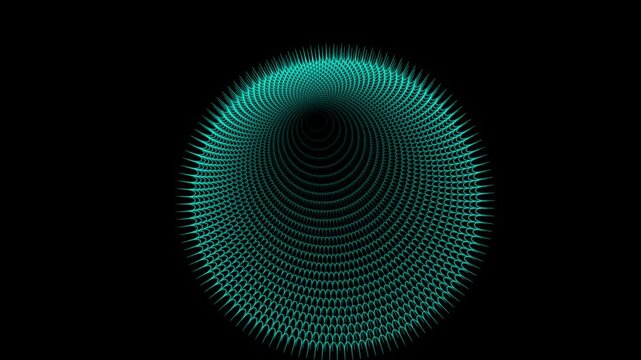 Futuristic cyan radio wave visualization with dense concentric oscillating rings forming a smooth three-dimensional tunnel pattern on black.