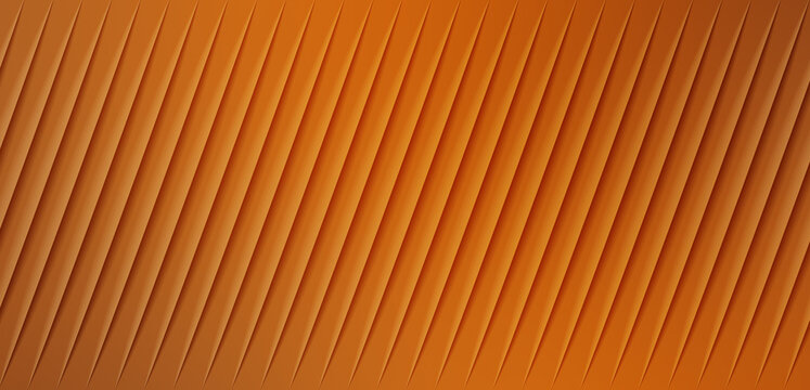 Abstract background featuring deep rich orange color with dramatic diagonal parallel ridges creating dynamic three dimensional texture and striking visual depth on white background