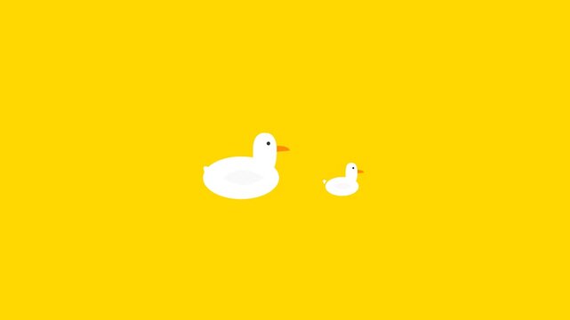 Mother Duck and Duckling Swimming Seamless Loop Animation