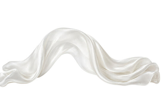 White silk fabric waving on transparent background