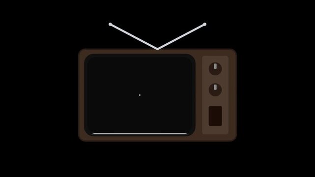 Vintage Cathode Ray Tube Television Set with Scanning Electron Beam and Glowing Phosphor Screen Animation