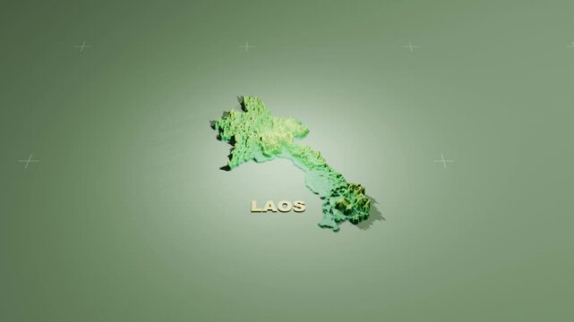 Detailed 3D Terrain and Elevation Map of Laos
