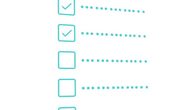 checklist with boxes being checked off on white background