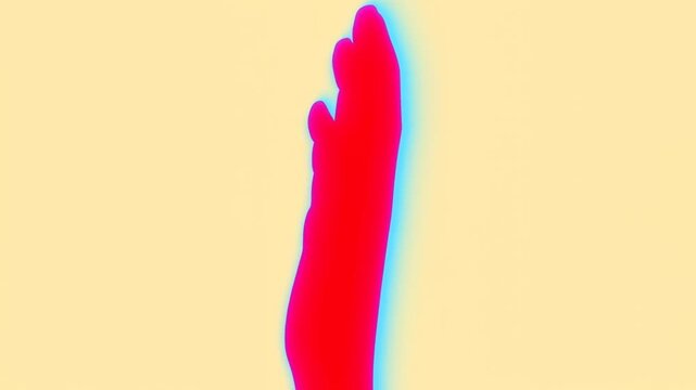 Bright red hand closes from an open palm into a fist against a yellow background