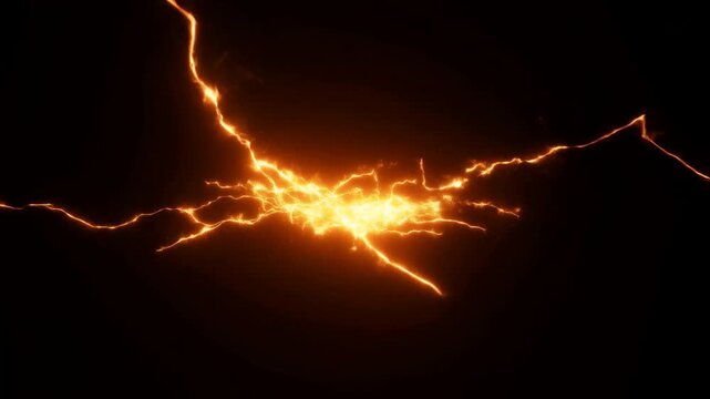 Glowing Orange Branching Light Pulses Across a Dark Abstract Background