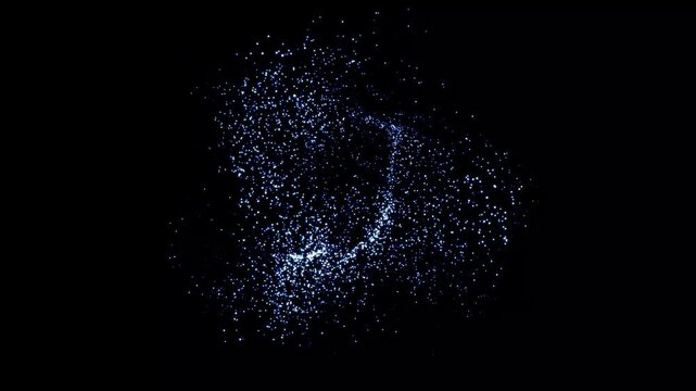 Glowing Blue White Stardust Particle Burst and Floating Sparkle Dust Animation on Black Background, particle burst for logo intro, Abstract Cosmic Light Effect, Magical Energy Particles, 4K