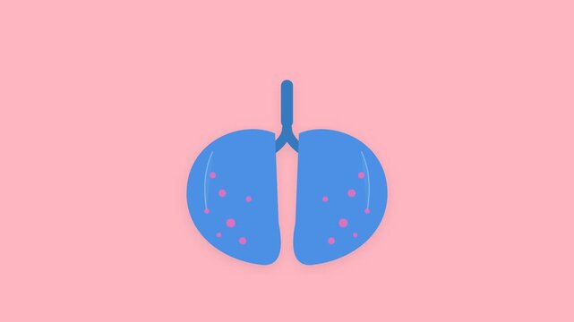 Anatomical Human Lung Respiration with Expanding Alveoli Pink and Blue Flat Motion Graphic