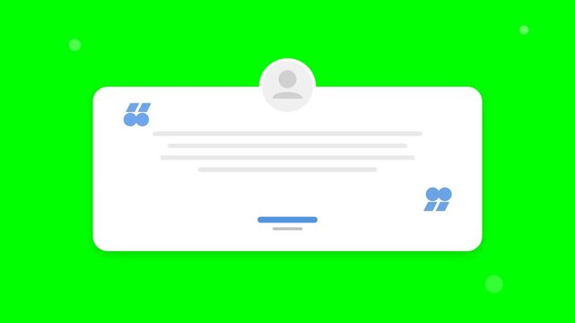 Professional Customer Testimonial Card Animation with Floating Avatar and Quote Marks on Chroma Key Green