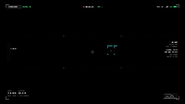 Digital server interface displays live data stream on a black screen. Cyber security technology hud showing system logs and code processing.