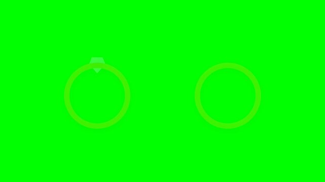 Interlocking Golden Wedding Rings with Sparkling Diamond Animation on Green Screen