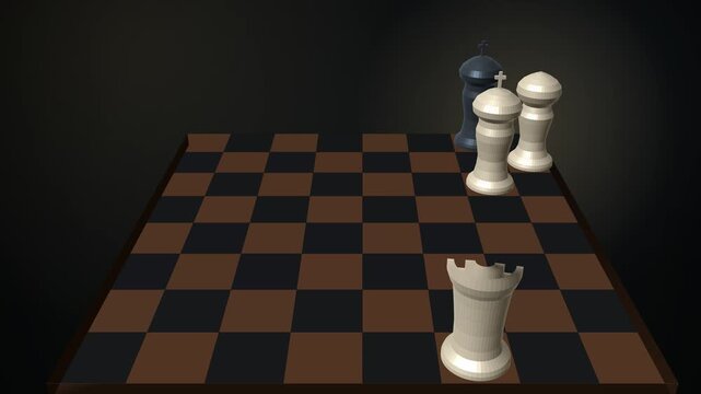 Premium cinematic 3D chess animation featuring a decisive queen move from H3 to H7, visually revealing that every escape square around the black king is controlled
