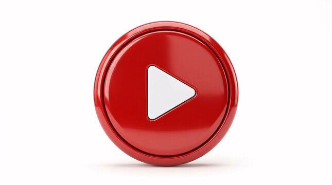 Red circular play button with triangle icon, video streaming UI element