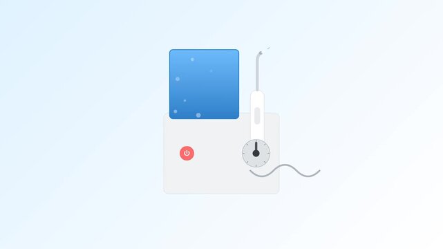 Professional Water Flosser Device with Pulsating Jet Stream and Bubbling Reservoir Animated Graphics