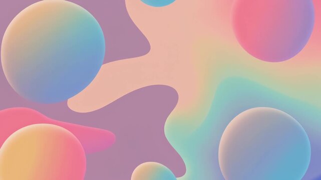 レトロな幾何学図形がとろけるパステルカラーのアニメーション