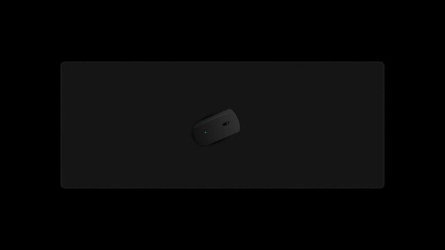 Extended Dark Mousepad with Detailed Perimeter Stitching and Smoothly Gliding Wireless Mouse