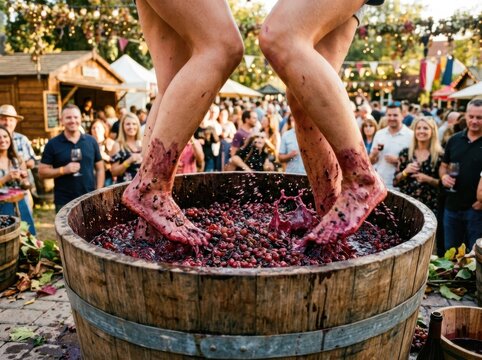 Grape Stomping at Wine Harvest Festival Celebration