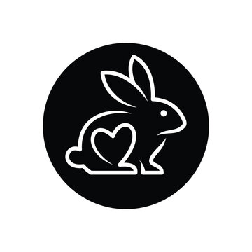 Rabbit with heart for Cruelty free vector icon. Not tested on animal symbol.