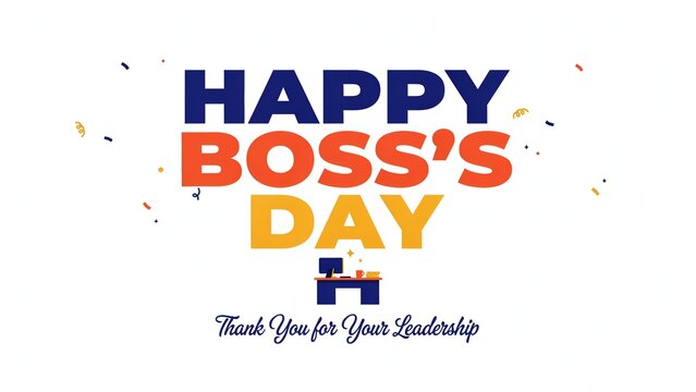 Happy Boss Day Greeting Graphic, Modern Leadership Appreciation Typography, Workplace Celebration Banner