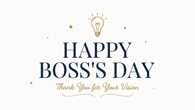 Happy Boss's Day greeting typography design, lightbulb idea icon background, corporate appreciation card template