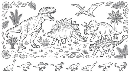 Dinosaur Collection Illustration Isolated on White © herdiyaji
