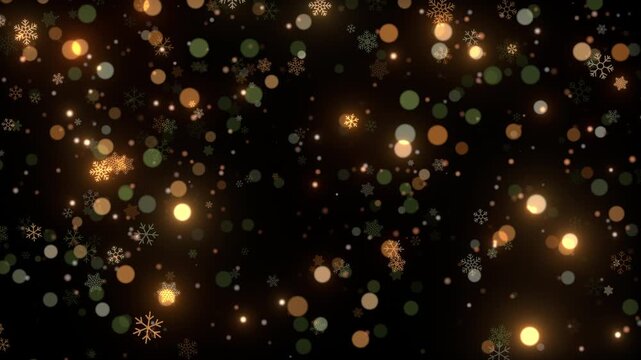 gold green christmas snow particle animation background