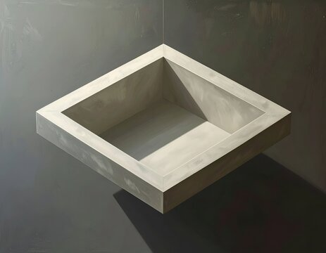 Concrete square frame tray on dark background.