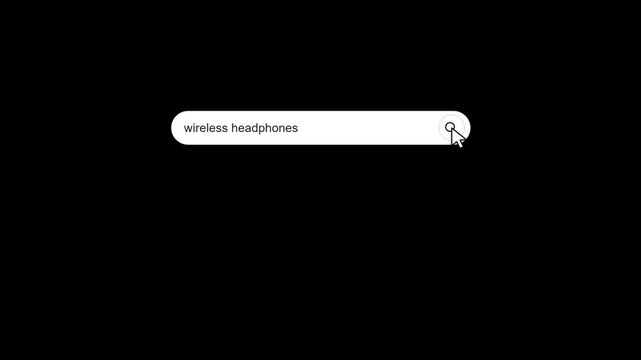 Search Bar Animation with Moving Search Icon, Digital Search Interface, Web Browser and Online Information Concept