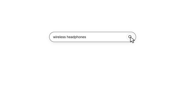 Search Bar Animation with Moving Search Icon, Digital Search Interface, Web Browser and Online Information Concept