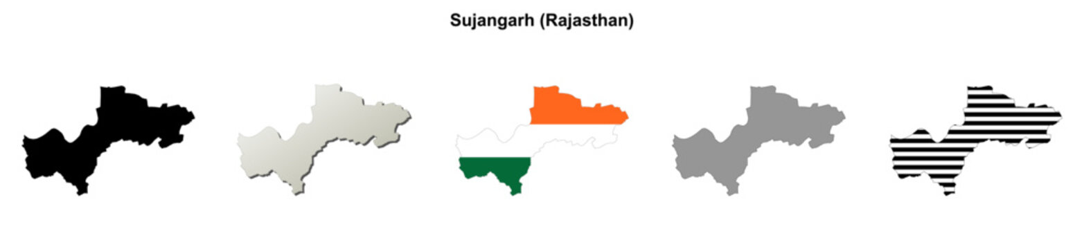 Sujangarh (Rajasthan) blank outline map set