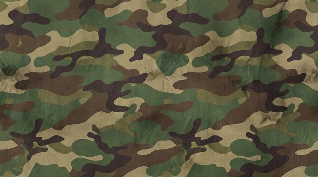 Classic green and brown military camouflage fabric texture pattern.