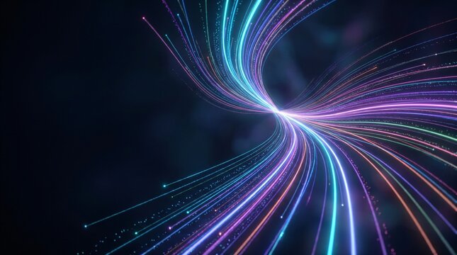 Multicolor Data Streams Representing Digital Transformation.