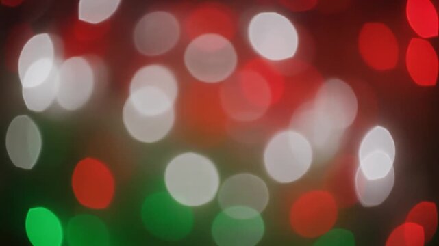 Colorful abstract bokeh, red, white, and green background, mp4 video. AI