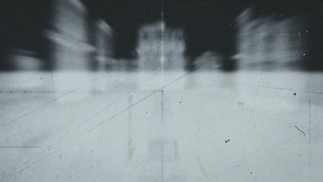 Abstract blurred architectural background with vintage film texture and scratches