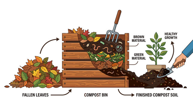 Composting Cycle Infographic Illustration
