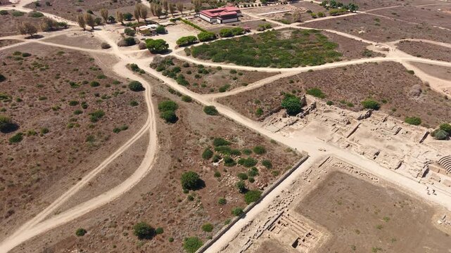 Drone View of Paphos Archaeological Park, Cyprus. Remains of Prehistoric Buildings, UNESCO World Heritage Site