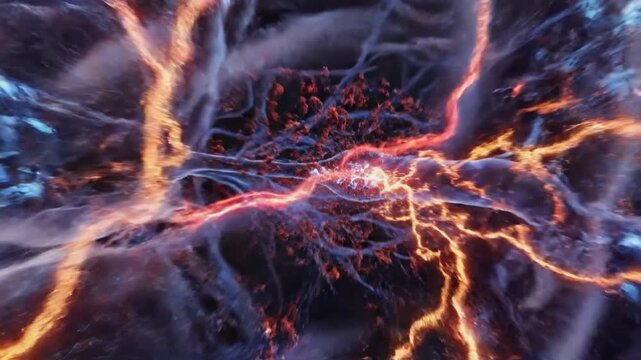 Neural signal transmission through synapse showing nervous system activity and brain function