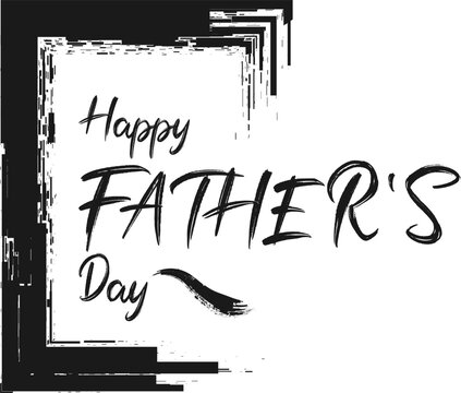 Happy Father's Day Black and White Typography Greeting Card Design with Decorative Frame