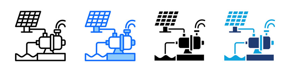 Fototapeta premium Solar Irrigation Icon Set Multi Style Vector Illustration