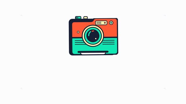 Retro instant camera illustration with flat design style on white background for photography concept