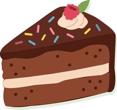 Simple vector illustration of Brown Cake Slice, vector isolated on white
