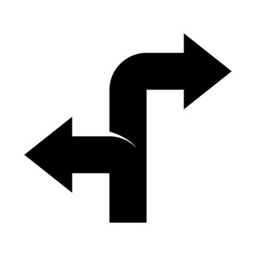 Black curved double arrow icon for user interface design vector