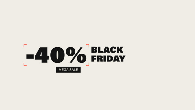 Black Friday Mega Sale Animated Text Titles with Oversized Discount and Rotating Letter Transitions