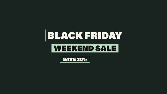 Black Friday Weekend Sale Animated Text Titles with Stepped Discount Labels and Sequential Kinetic Typography