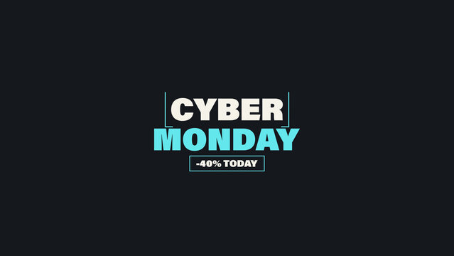 Cyber Monday Special Offer Animated Text Titles with Split Typography and Expanding Discount Frame