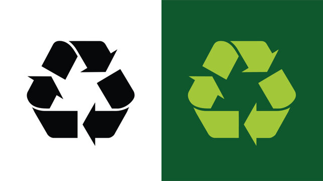 Recycle icon sign ecological waste management black green set