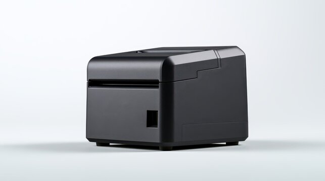 Compact thermal printer positioned on flat surface in clean workspace