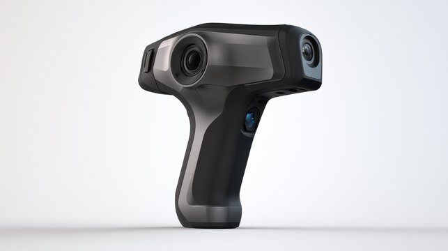 Professional handheld 3d scanner in sleek black design isolated