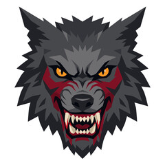 Obraz premium Snarling Werewolf Beast Face Flat Vector Icon