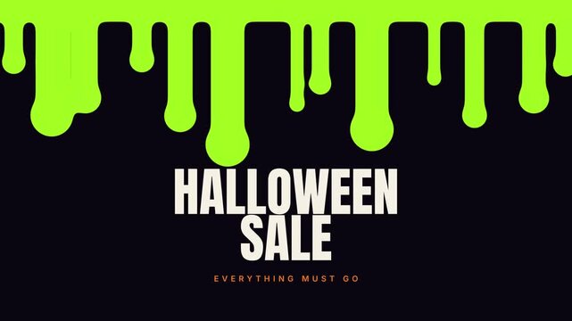 Halloween Sale promotional video clip with dripping slime and bold text announcing discounts